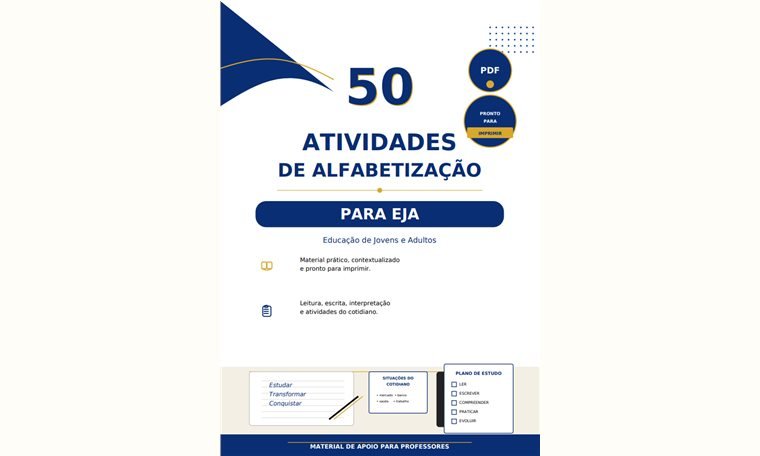 Capa do material 50 Atividades EJA